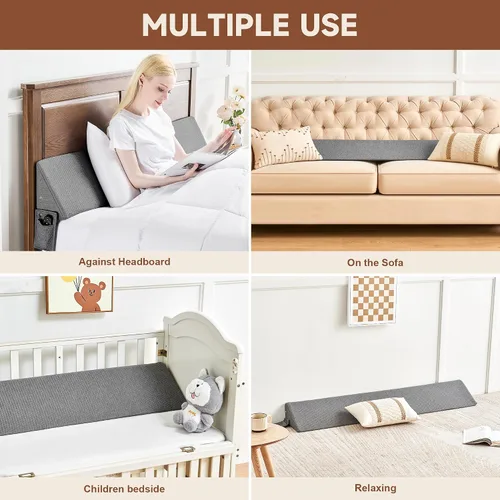 Miniatura 2 de IFNOW Almohada de cuña de cama de tamaño individual (40 x 6 x 10 pulgadas) para cabecero, relleno de espacio de colchón (0-8 pulgadas), cuña de cama