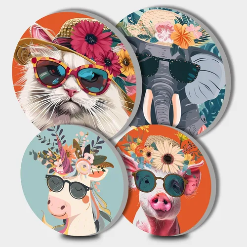 Miniatura 13 de Nordics - Juego de 4 fundas para quemadores de flores étnicas bohemias, estilo rústico, arte floral indio, patrón geométrico abstracto, quemador