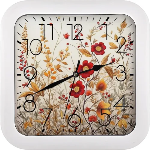 Miniatura 18 de 10" Square Modern Wall Clock,Americana Flag Deer Print Kitchen Clocks Wall Battery Operated,Silent Non Ticking Unique Funny Cute Wall Clock for