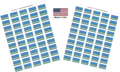 Miniatura 51 de 100 calcomanías de la bandera de Alaska; 1.5" x 1" hechas en Estados Unidos, calcomanías autoadhesivas de la bandera del estado para álbumes