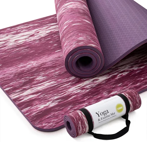 Miniatura 13 de UMINEUX - Esterilla de yoga extra gruesa, 2/5 pulgada (10 mm), de goma natural y TPE, antideslizante, con correa para mujeres y hombres, esterilla