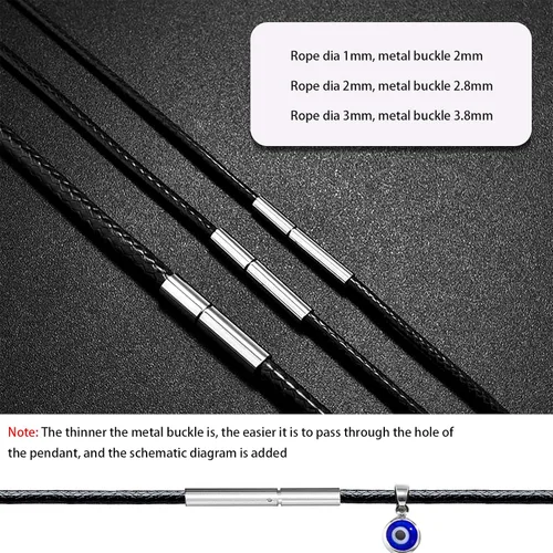 Miniatura 5 de MJartoria Leather Necklace Cord for Men Women 1MM2MM3MM Waterproof Braided Leather Cord Chain Necklace Woven DIY Wax Rope Chain Necklace 16" 18" 20