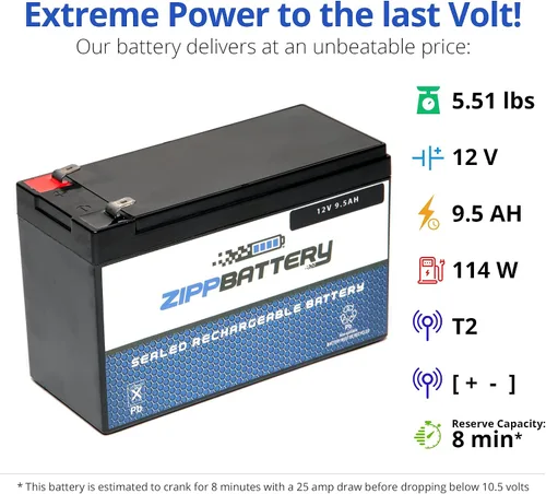 Miniatura 3 de Batería de plomo sellada de 12V 9.5AH 114W terminales T2 para batería Zipp