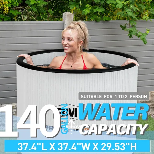 Miniatura 2 de Bañera de hielo inflable para atletas, bañera de recuperación de inmersión fría con tapa aislada, hoja de suelo de EVA, mochila, capacidad de 140