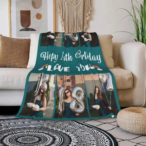 Miniatura 3 de Mantas personalizadas con fotos, mantas de cumpleaños personalizadas, regalos para adultos, niños, niñas, manta de collage de fotos personalizada