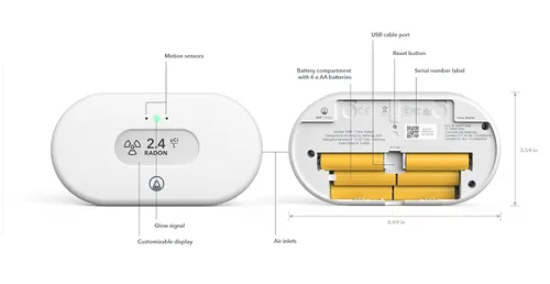 Miniatura 9 de Airthings 2989 View Radon - Monitor de radón con detector de humedad y temperatura - Alimentado por batería, aplicación móvil, WiFi, alertas