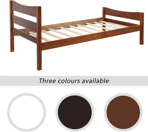 Miniatura 4 de MERITLINE Cama de plataforma de tamaño individual con cabecero y estribo, marco de cama de madera, no necesita somier, nogal