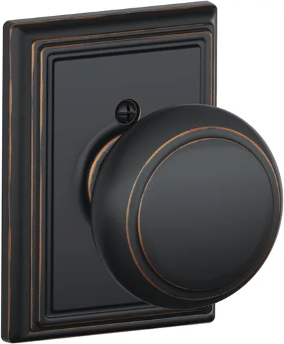 Miniatura 13 de Schlage F10 AND 716 ADD - Pomo Andover con moldura Addison, cerradura de paso para pasillos y armarios, bronce envejecido
