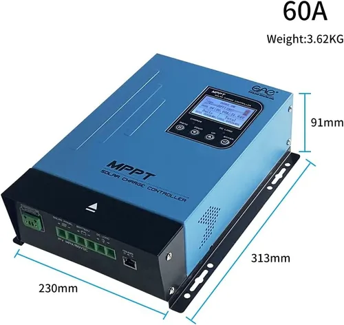 Miniatura 2 de Controlador de carga solar MPPT 60A 12V24V48V Regulador de batería automático Panel solar Max 150V entrada para baterías de litio, selladas, gel e