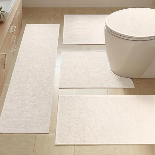 Miniatura 33 de YIHOUSE Juego de 2 tapetes de baño, color beige, ultrafino, absorbente, antideslizante, para baño, lavable, ducha, lavabo, lavandería