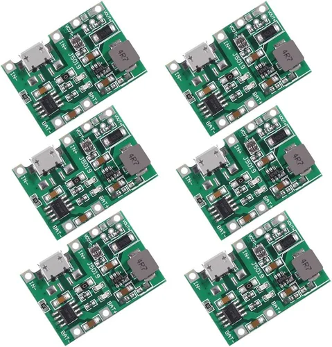 AITRIP 6 unids 2A USB 18650 Li-ion cargador de batería de litio Boost 3.7V a 5V 9V 12V ajustable DC-DC Step Up Boost Módulo TP4056 DIY Kit piezas