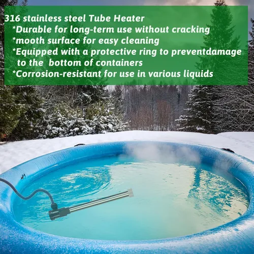 Miniatura 5 de Calentador de agua de inmersión de 1500 W para bañera de hidromasaje y piscina, calentador eléctrico portátil totalmente sumergible con apagado