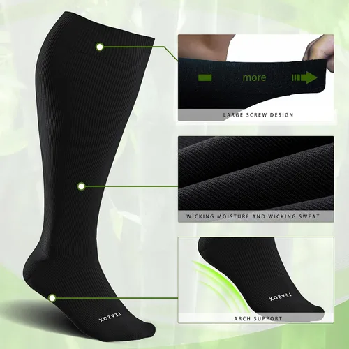 Miniatura 4 de LEVSOX Calcetines de compresión de pantorrilla ancha para mujeres y hombres, talla grande, 15-20 mmHg, hasta la rodilla, medias de gran soporte