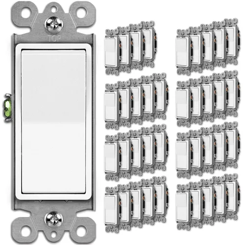 Miniatura 12 de BESTTEN Paquete de 10 interruptores de luz decorativa de 3 vías, 15 A, 120/277 V, un solo polo o tres vías, interruptor de pared de paleta