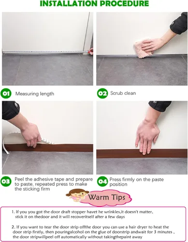 Miniatura 6 de Tira de sellado inferior para puerta, adhesivo para debajo de la puerta, tapón de silicona para debajo de la puerta, tapón de corrientes de aire