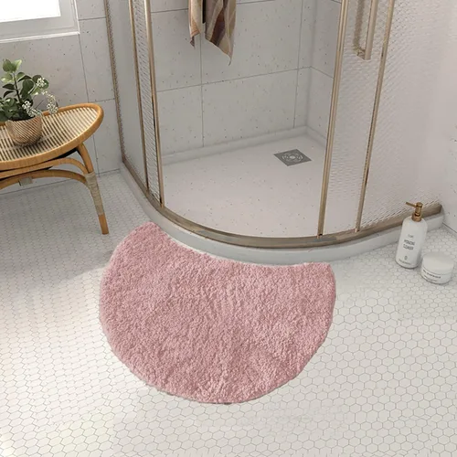 Quadrant - Tapete de baño curvado, tapete de ducha semicircular, tapete de ducha de esquina de microfibra antideslizante, esponjoso, lavable y Rosa