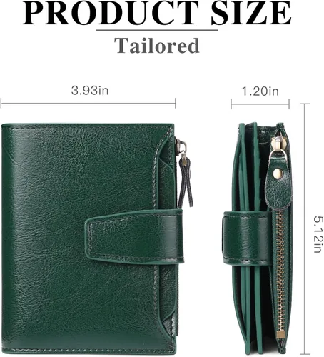 Miniatura 3 de FALAN MULE - Cartera de cuero auténtico para mujer, pequeña plegable , compacta, con interferencia de radiofrecuencia (RFID)