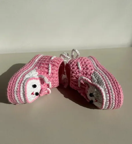 Miniatura 8 de DFXIU Botines de bebé recién nacido, transpirables y cómodos, a mano, de ganchillo, suave, de dibujos animados, para bebés de 0 a 1 año