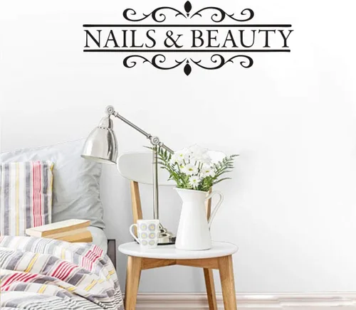 Miniatura 4 de LY1259 - Vinilo decorativo para salón de belleza, uñas extraíbles y barra de esmalte de cabello, mural de ventana para salón de belleza, elegante
