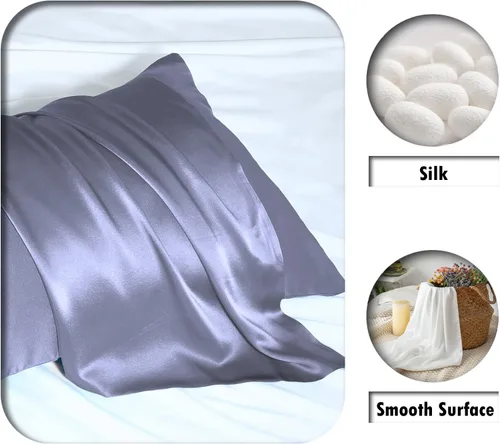 Miniatura 2 de Funda de almohada de seda de morera natural para cabello y piel, tamaño estándar de 20 x 26 pulgadas, con cremallera oculta, suave, transpirable