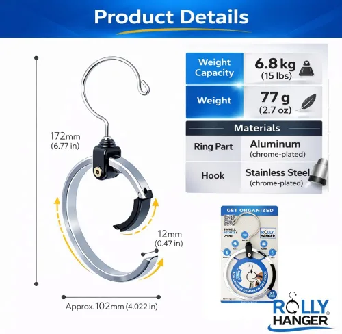 Miniatura 16 de ROLLY HANGER Perchas multiusos para armario, colgador de corbata y cinturón para armario, gran organizador de cinturón que ahorra espacio