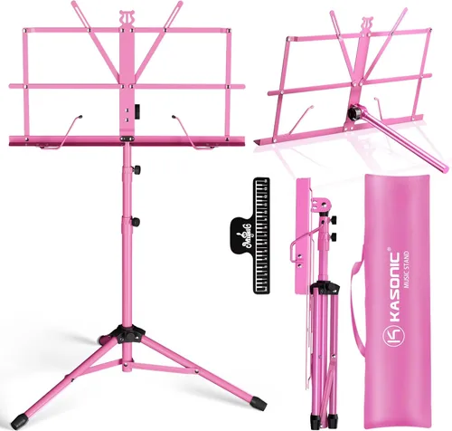 Miniatura 10 de K KASONIC Soporte de música, 2 en 1 de doble uso, plegable para partituras y soporte de escritorio para libros, portátil y ligero con clip para 1