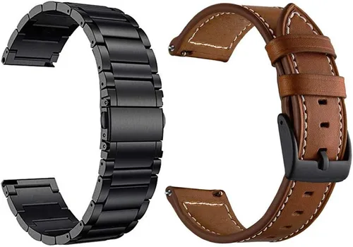 Miniatura 8 de Vivoactive 6/5/3 - Correas de reloj para hombres y mujeres, 0.787 pulgadas de repuesto de metal + cuero compatibles con Garmin Venu/Venu Sq/Venu 2