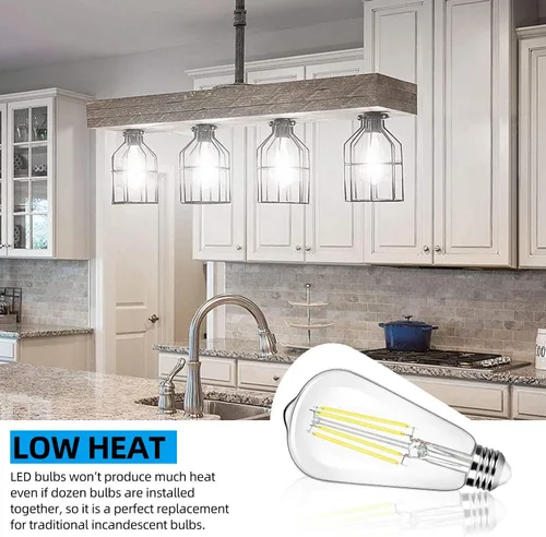 Miniatura 4 de Paquete de 12 bombillas LED Edison ST58 vintage de 7 W equivalentes a 60 W, 850 lúmenes, luz blanca diurna de 5000 K, bombillas de filamento LED