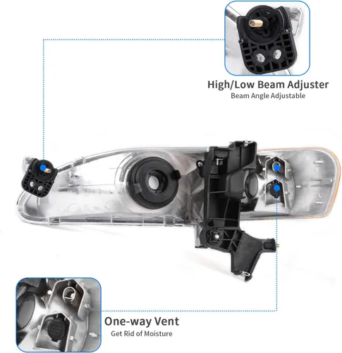 Miniatura 3 de DWVO Conjunto de faros delanteros compatible con Corolla 1998 1999 2000 carcasa cromada de repuesto con luces de señal