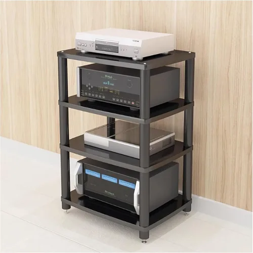Miniatura 11 de Soporte para medios de audio y video, soporte de TV para juegos y estante estéreo, torre de audio, soporte para reproductor de grabaciones, pequeño