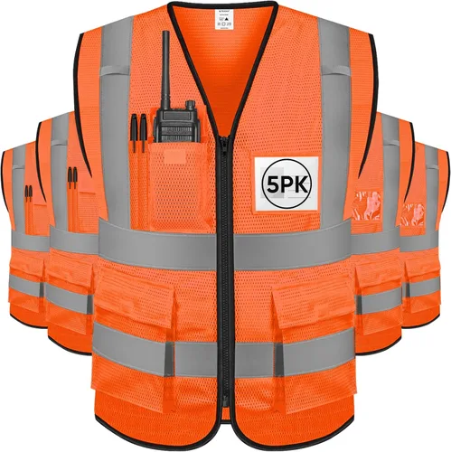 Miniatura 7 de TICONN Chaleco de seguridad reflectante de alta visibilidad Clase II de malla para mujeres y hombres Cumple con los estándares ANSI Blanco