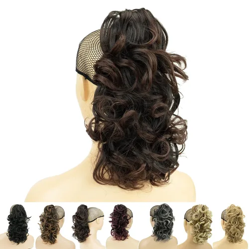 Miniatura 10 de IMISSU Extensiones de cabello rizado desordenado, cola de caballo con clip de cola de caballo (rubio playa)