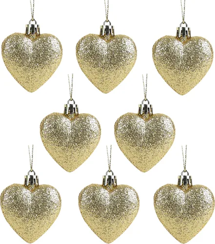 Miniatura 22 de Christmas Concepts® 0.315 x 2.362 in Baby Pink Glitter Corazón en forma de árbol de Navidad Adornos