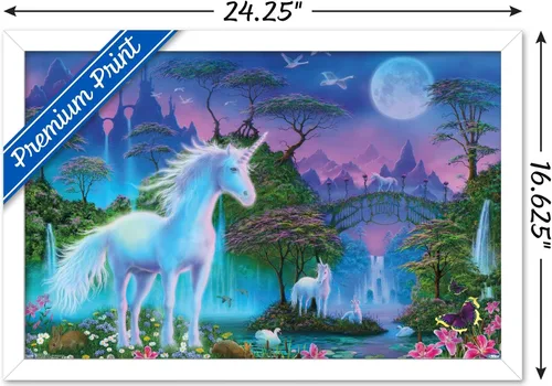 Miniatura 3 de Trends International Póster de pared de Unicorn Meadow, 14.725 x 22.375 pulgadas, versión enmarcada de madera de granero