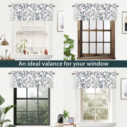 Miniatura 5 de DriftAway Jasmine - Cenefa de cortina de ventana con aislamiento térmico botánico de acuarela para sala de estar, dormitorio, cocina, 2 capas de 52