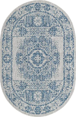 Miniatura 31 de Unique Loom Alfombra de la colección tradicional para exteriores, desgastada durante el tiempo (octágono de 5 pies y 3 pulgadas, azul/gris)