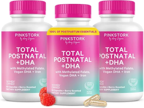 Miniatura 9 de Pink Stork - Postnatal total+ DHA: Vitaminas de apoyo para el posparto y lactancia, nutrientes para la mamá y el bebé, vitaminas prenatales