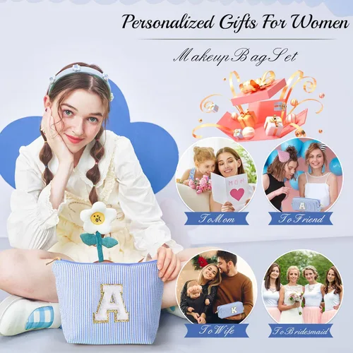Miniatura 3 de YOOLIFE Bolsa de maquillaje inicial para niñas y niños, bolsa de cosméticos, bolsa de aseo de viaje, regalo para profesores, adolescentes, niñas