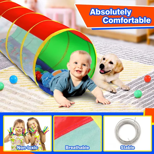 Miniatura 5 de Hoohtoot Los niños gatean a través del túnel de juego, túnel de juego desplegable para bebés para niños, tienda de campaña de juguete para niñas