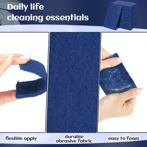 Miniatura 3 de Hoolerry 100 piezas de almohadillas resistentes para fregar que no rayan, almohadillas de limpieza domésticas para limpiar, estropajo reutilizable
