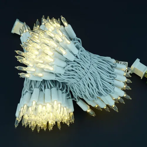 Miniatura 3 de 200 unidades de luces de Navidad LED de color blanco cálido, 66 pies de alambre blanco con certificación UL, juego de luces de cadena de calidad