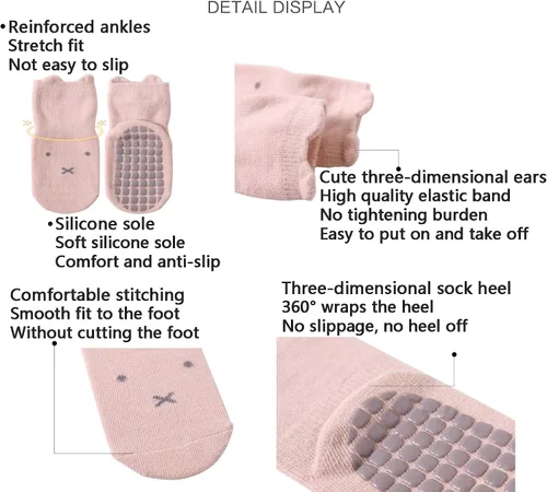 Miniatura 2 de Calcetines de algodón antideslizantes para bebés y niñas, 8 pares