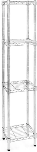 Shelving Inc. Estantería de alambre cromado de 8 pulgadas de profundidad x 12 pulgadas de ancho x 54 pulgadas de alto con estantes de 4 niveles,