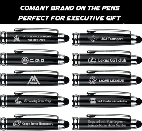 Miniatura 2 de Ancolo Bolígrafos publicitarios personalizados con lápiz capacitivo, personalizados con tu logotipo o mensaje, bolígrafos con nombre, número