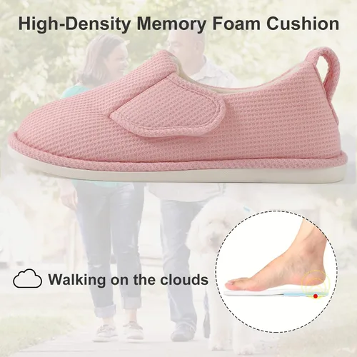 Miniatura 3 de IIITHREE Pantuflas de espuma viscoelástica suaves y ligeras para mujer con forro que absorbe la humedad, cierre ajustable y pantuflas de casa