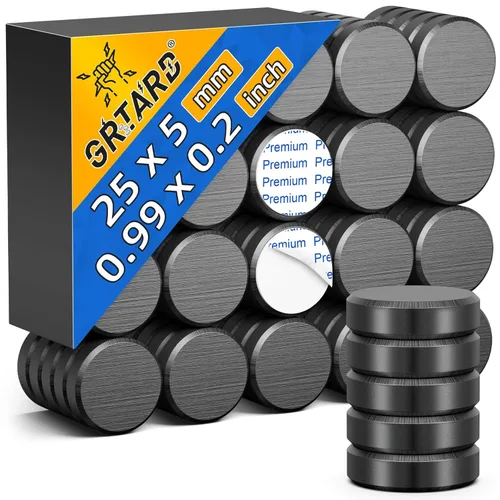 Miniatura 10 de Grtard 20 imanes de cerámica para manualidades, imanes redondos fuertes de 0.984 x 0.197 in con respaldo adhesivo, pequeño imán redondo perfecto