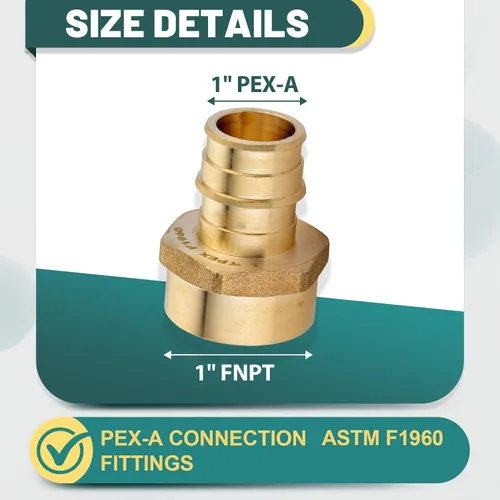 Miniatura 2 de Paquete de 2 accesorios de expansión Niikappu Pex-A, adaptador de flujo completo NPT hembra de 1 pulgada Pex-A x 1 pulgada, accesorio de tubería