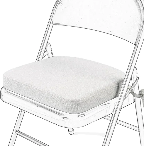 SINOSSO Cojín de espuma viscoelástica para silla plegable, 1 unidad, almohadilla cuadrada gruesa de 2 pulgadas para silla de cocina con lazos, cojín