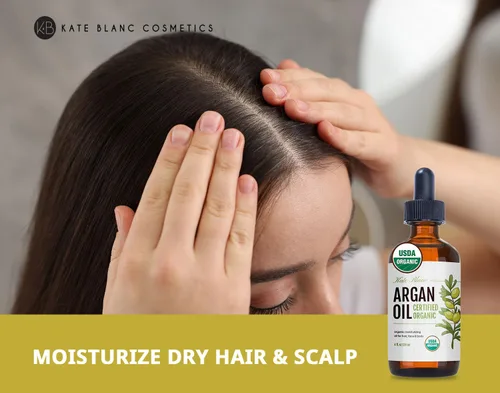 Miniatura 5 de Aceite de Argán marroquí orgánico virgen 100 % puro con certificación USDA, prensado en frío por Kate Blanc Estimula el crecimiento para el pelo