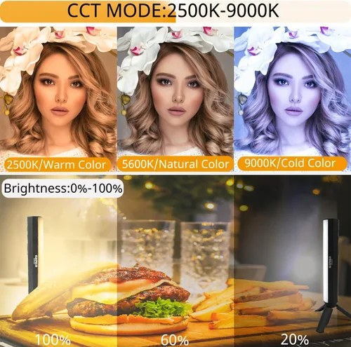 Miniatura 2 de Paquete de 2 varitas de luz RGB de mano W200, iluminación LED, luz de mano, luz de fotografía, Vlog con magnético CRI95+ 2500K-9000K batería